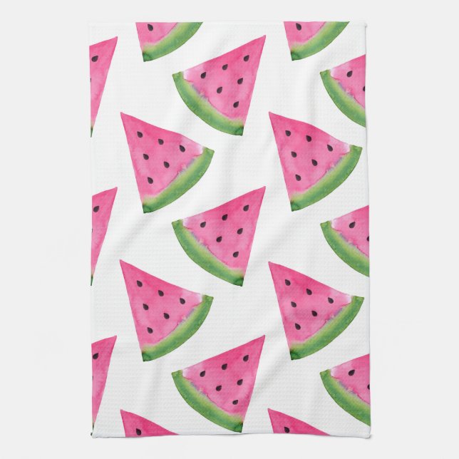 Watercolor Watermelon Wedges Tea Towel (Vertical)