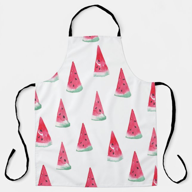 Watercolor watermelons, seamless summer pattern. apron (Front)