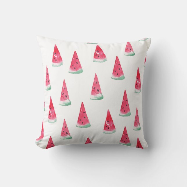 Watercolor watermelons, seamless summer pattern. cushion (Front)