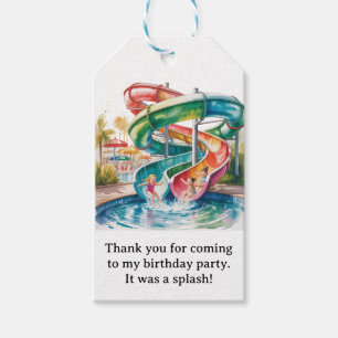 Watercolor Waterslide Kid Birthday Party Thank You Gift Tags
