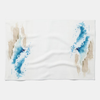 Watercolor wave beach tea towel