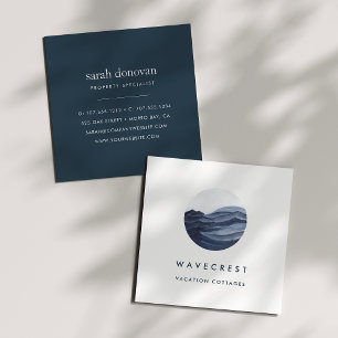Watercolor Wave Logo Square Business Card