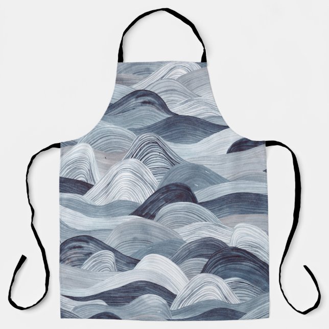Watercolor wave pattern. Seamless background. Gray Apron (Front)