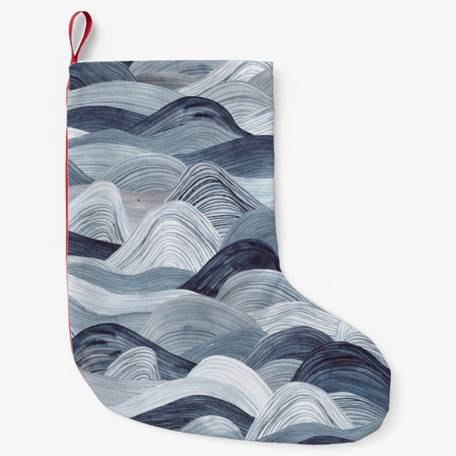 Watercolor wave pattern. Seamless background. Gray Small Christmas Stocking (Front)