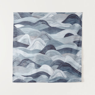 Watercolor wave pattern. Seamless background. Gray Tapestry