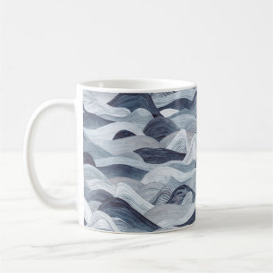 Watercolor wave pattern. Seamless background. Grey Coffee Mug
