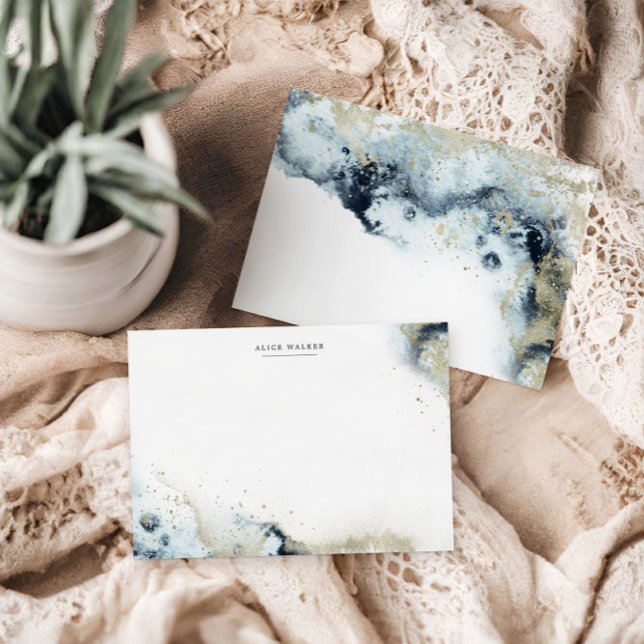 Watercolor Waves and Sand Stationery Note Card (Creator Uploaded)