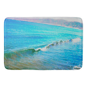 Watercolor Waves Bath Mat