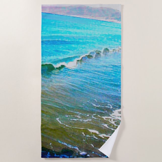 Watercolor Waves  Beach Towel (Front)