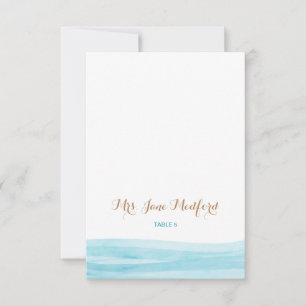 Watercolor Waves Beach Wedding Place Name Card