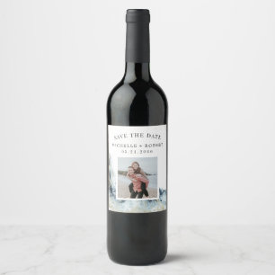 watercolor waves coastal save the date photo wine label