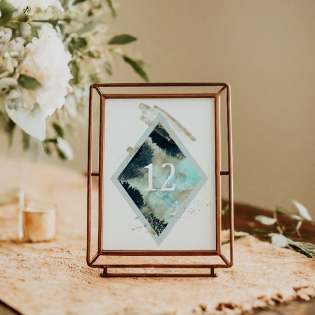 Watercolor Waves Elegant Wedding Table Card (Creator Uploaded)