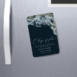 Watercolor Waves Gold Wedding Change The Date Magnet<br><div class="desc">This save the date magnet features watercolor brush stroke in deep navy blue colours with gold accents imitating waves on the beach which makes it a perfect choice for a summer or beach wedding. It is minimalistic and elegant in layout and font choices, also very easy to customise. Other items...</div>