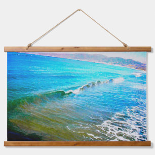 Watercolor Waves Hanging Tapestry