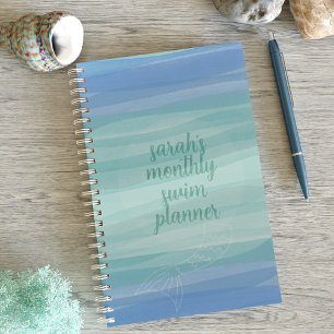 Watercolor Waves Mermaid Monthly Swim Planner