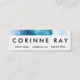 Watercolor waves ocean blue purple painted mini business card