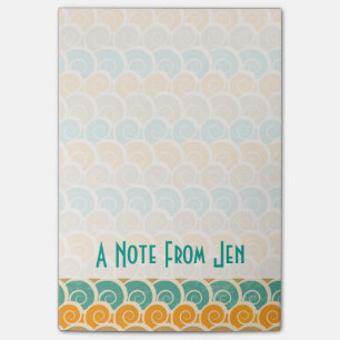 Watercolor Waves Pattern Add Your Name Post-it Notes