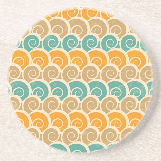 Watercolor Waves Pattern Coaster (Front)