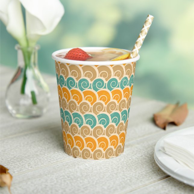 Watercolor Waves Pattern Paper Cups (Insitu)