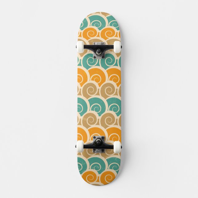 Watercolor Waves Pattern Skateboard (Front)