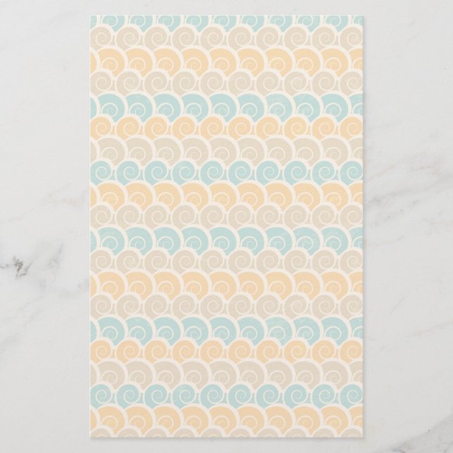 Watercolor Waves Pattern Stationery (Front)