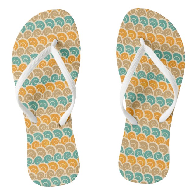 Watercolor Waves Pattern Thongs (Footbed)