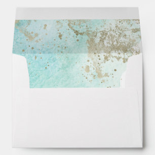 Watercolor Waves Pre-Addressed Wedding Envelope