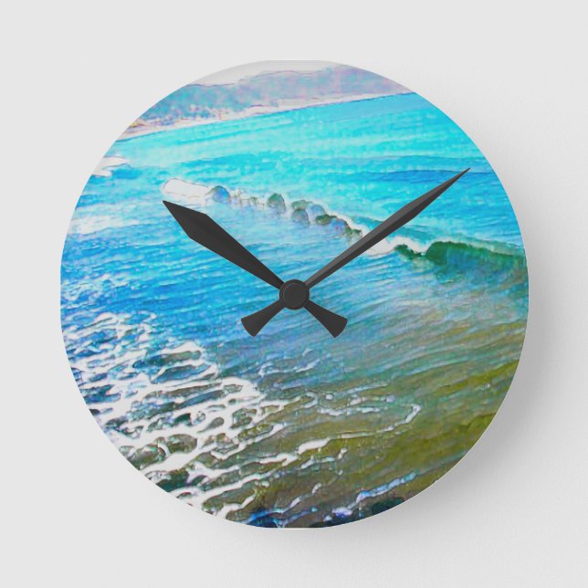 Watercolor Waves  Round Clock (Front)