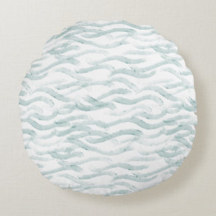 Watercolor Waves Round Cushion