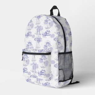 Watercolor Waves & Ships Pattern Printed Backpack