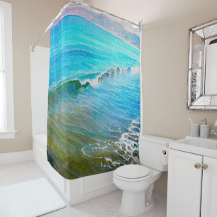 Watercolor Waves  Shower Curtain