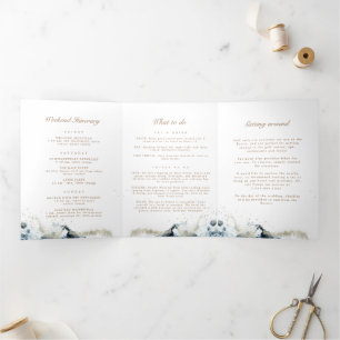 Watercolor Waves Tri-Fold Wedding Program Invitation