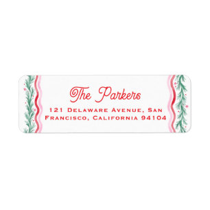 Watercolor Wavy Holiday Garland Frame Return Address Label