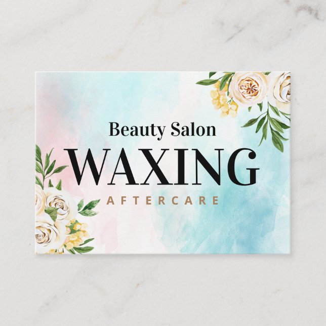 Watercolor Waxing Aftercare Card (Front)