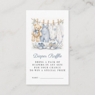 Watercolor We Can Bearly Wait Blue Diaper Raffle Enclosure Card
