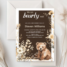 Watercolor we can bearly wait invitation