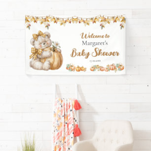 Watercolor We Can Bearly Wait Pumpkin Baby Shower Banner