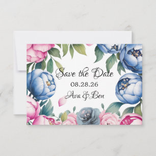 Watercolor Wedding Arch Pink and Blue Save The Date