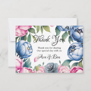 Watercolor Wedding Arch Pink and Blue Thank You Card