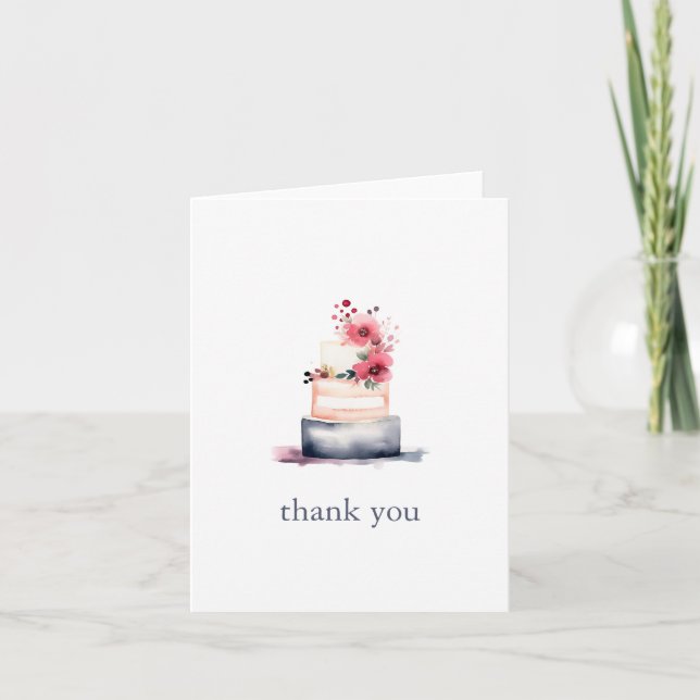Watercolor wedding cake thank you card (Front)