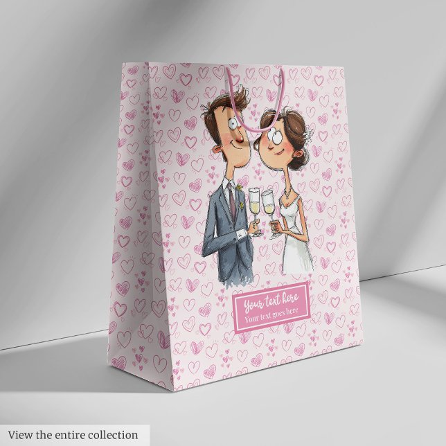 Watercolor Wedding Couple Gift Bag Quirky Humour (Watercolor Wedding Couple Gift Bag Quirky Humor)