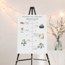 Watercolor Wedding day Icons Timeline 
