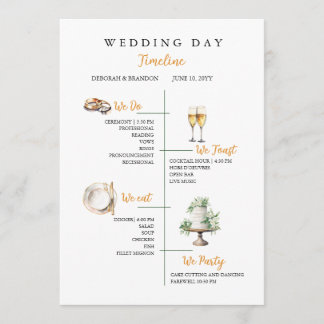 Watercolor Wedding day Timeline Flat Program