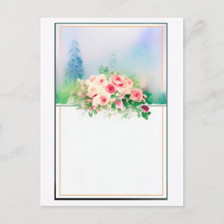 Watercolor Wedding Design Roses Invitation Postcard