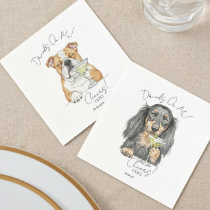 Watercolor Wedding Dog Drinks On Me Napkin