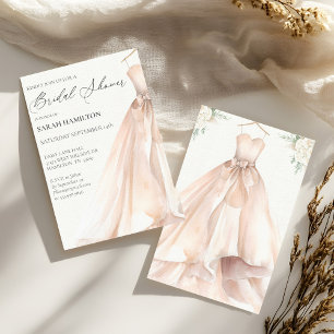 Watercolor Wedding Dress Bridal Shower Invitation