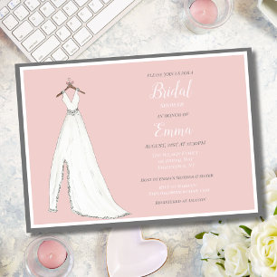 Watercolor Wedding Dress On Hanger Bridal Shower Invitation