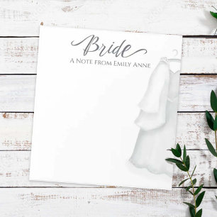 Watercolor Wedding Dress Personalised Bride Notepad