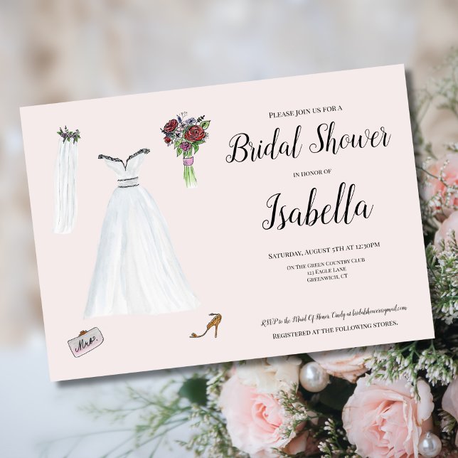 Watercolor Wedding Fashion Set Bridal Shower Invitation (Creator Uploaded)