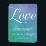 Watercolor Wedding Favour Magnet<br><div class="desc">This gorgeous wedding favour features a beautiful ombre watercolor background and the word "Love" written in an elegant script calligraphy font.</div>